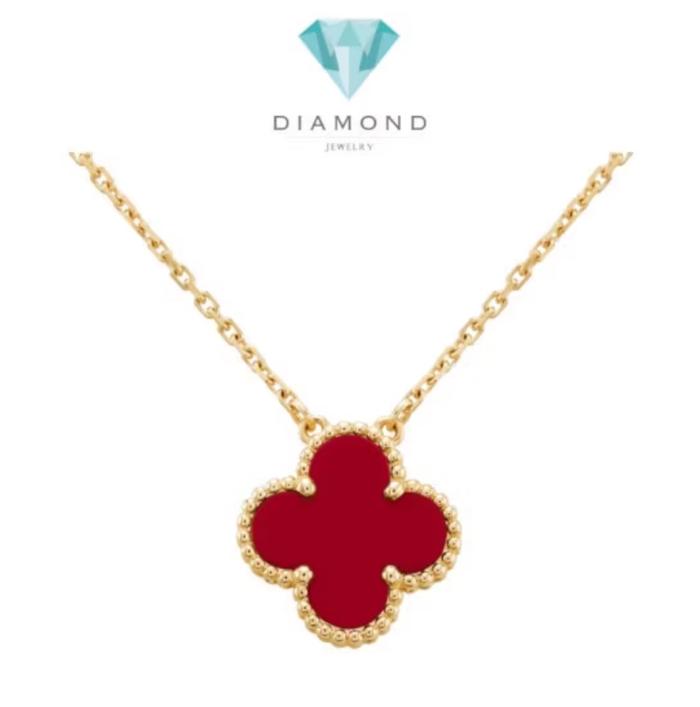 Clover vintage red carnelian alhambra necklace/earring/ bracelet Diamond Jewelry