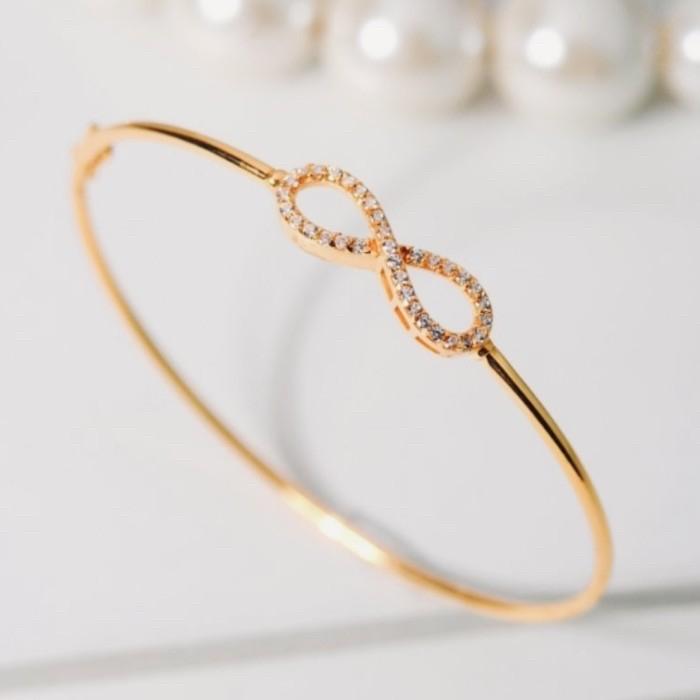 Infinity simple gold bangle 17k 750-Diamond Jewelry