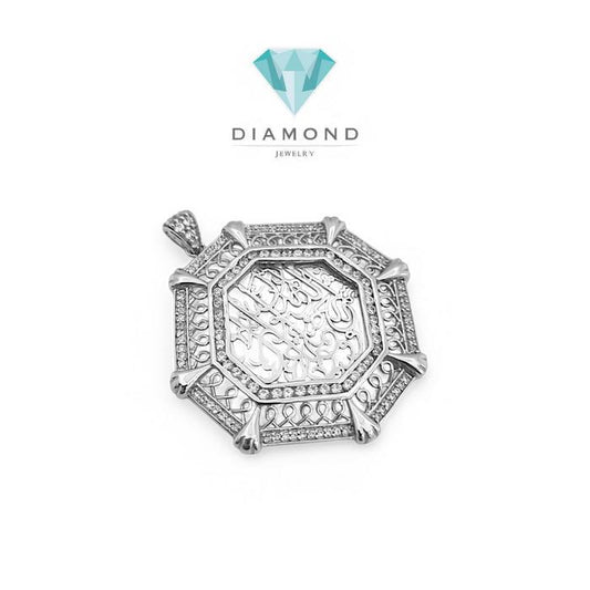 Liontin Mas Ornate Octagon calligraphy Initial ALLAH 18K-Diamiond Jewelry