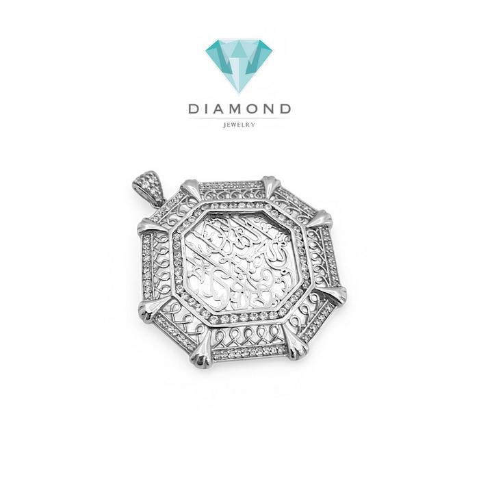 Liontin Mas Ornate Octagon calligraphy Initial ALLAH 18K-Diamiond Jewelry