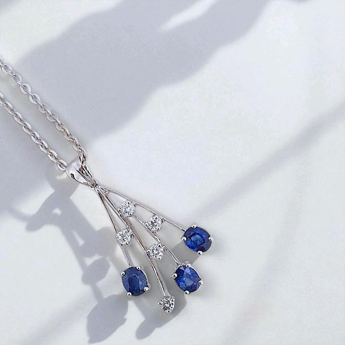Liontin Blue Sapphire Diamond 18K / Diamond Jewelry 45LBNKH6897WPLS-HT