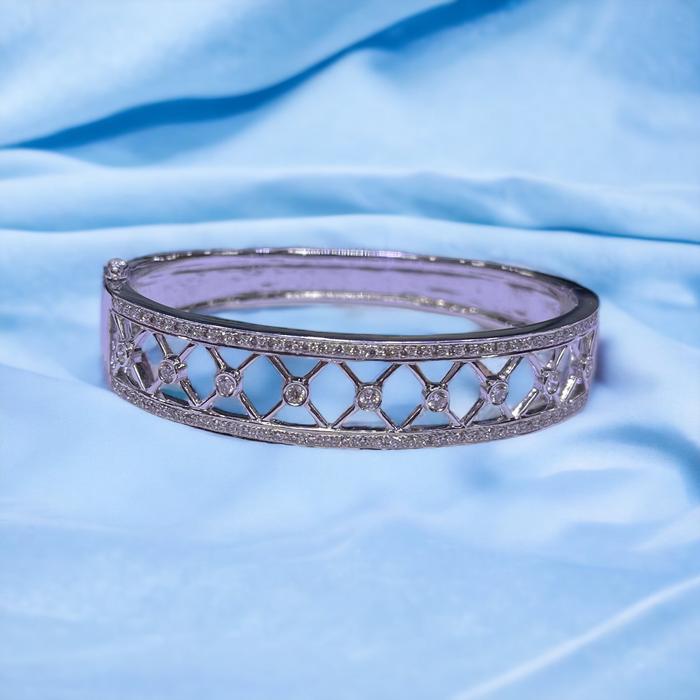 Vintage x Diamond Bangle 18k White Gold-Diamond Jewelry