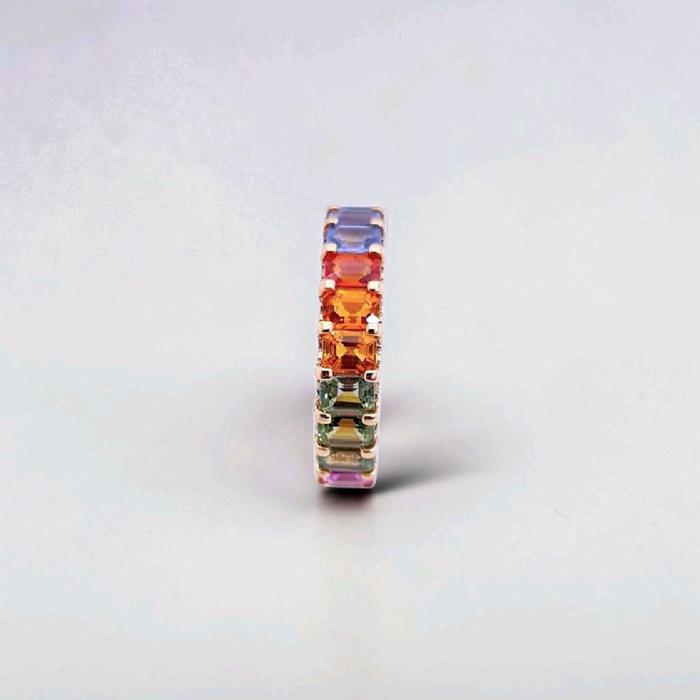 Rainbow Tennis Diamond Ring 18K / Diamond Jewelry / 119BC117000AB