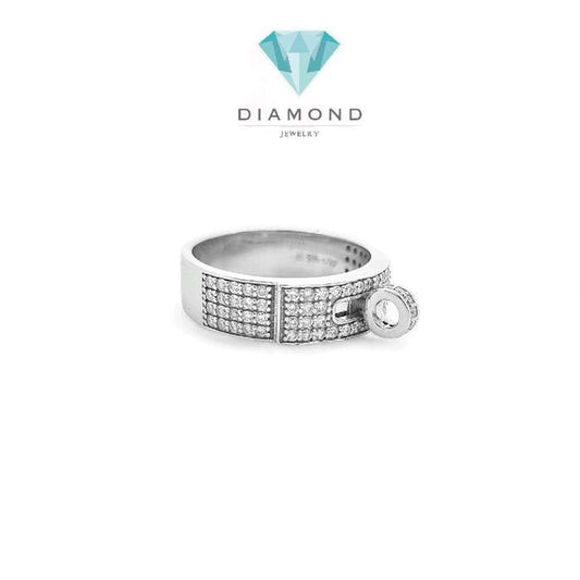 Cincin HR Half Diamond White Gold 18K-Diamond Jewelry