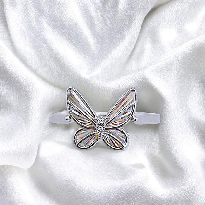 Butterfly Diamond Rainbow Sparkle Ring 18K / Diamond Jewelry/ cincin berlian kupu