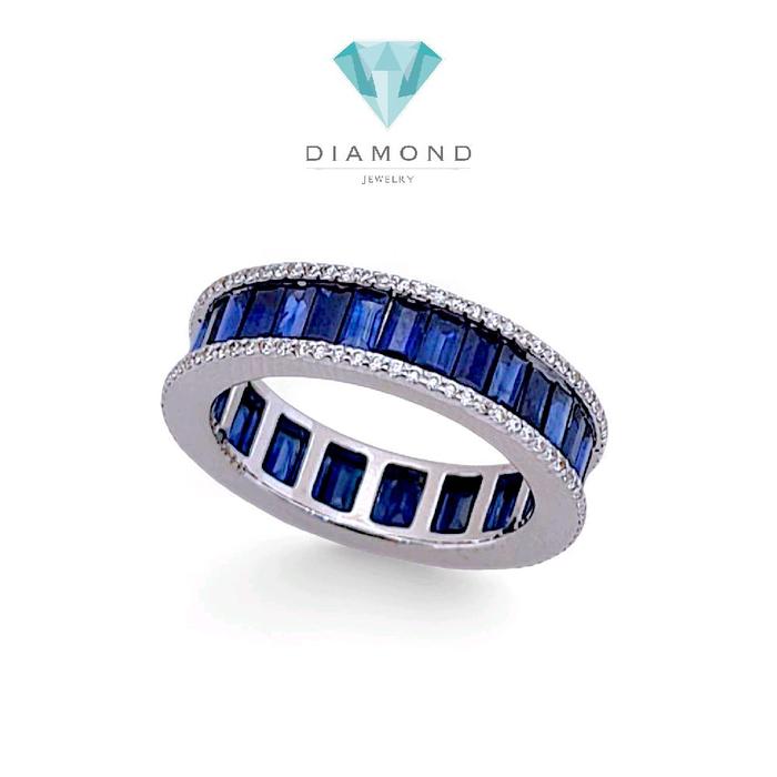 Blue Sapphire Full Diamond Ring 18K / Cincin Blue Sapphire Full Berlian / Diamond Jewelry-1BA543SDNEW-HT