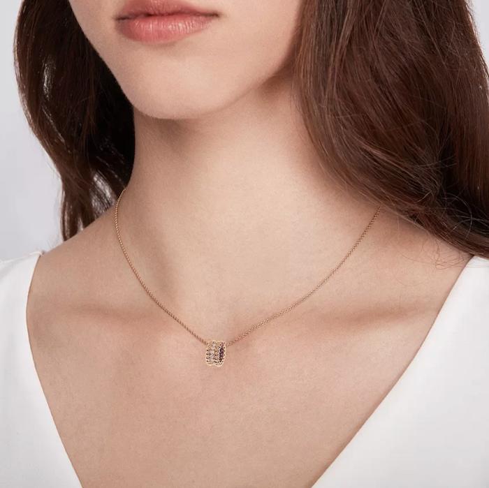 Perlee Diamond Pendant 1 Row 18K Gold Diamond Jewelry-1KBD417LSNEW-HT