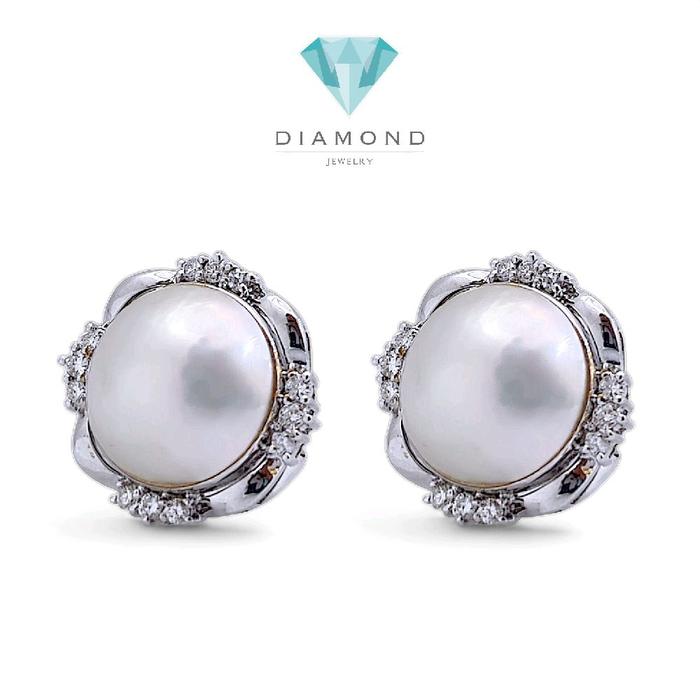 Flower Pearl Diamond Earring 18K / Diamond Jewelry 45AMGT1780WP-HT