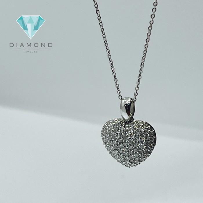 Heart pendant pave diamond 18K white gold-Diamond Jewelry