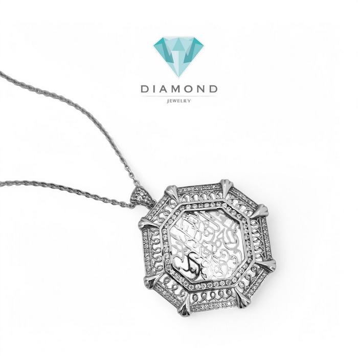 Liontin Mas Ornate Octagon calligraphy Initial ALLAH 18K-Diamiond Jewelry
