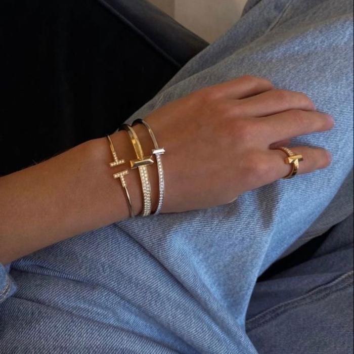 T Hinged Diamond Regular Bangle Diamond Jewelry