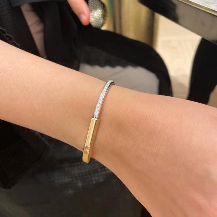 Lock T bangle pave Diamond 18K Gold- Diamond Jewelry