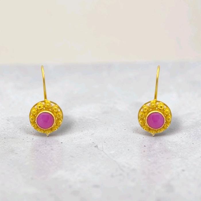 Ruby Vermeil Gold Earrings 23K / Anting Emas Ruby Vermeil 23K / Diamond Jewelry / 314AMSWP2
