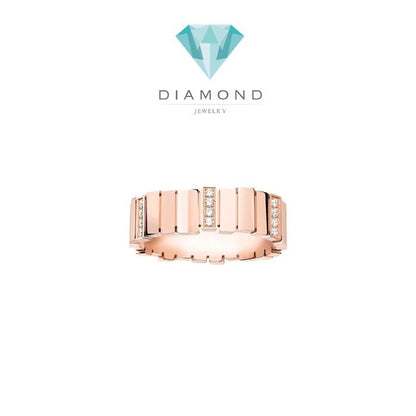 Savoir stripes bamboo diamond ring 18k dr/ cincin berlian dr -Diamond Jewelry