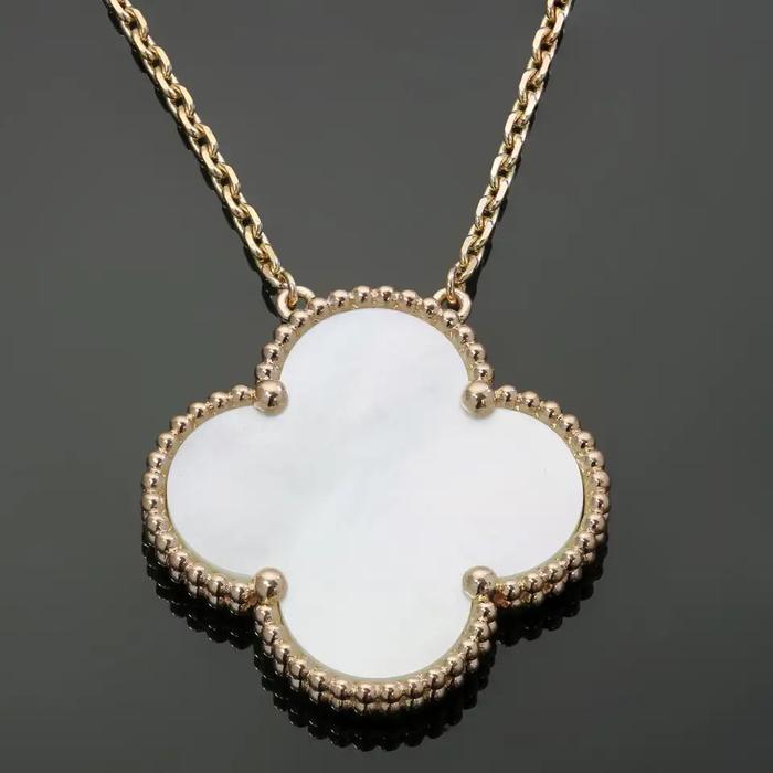 Mop clover vc large necklace 18k rose gold-Diamond Jewelry