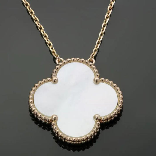Mop clover vc large necklace 18k rose gold-Diamond Jewelry