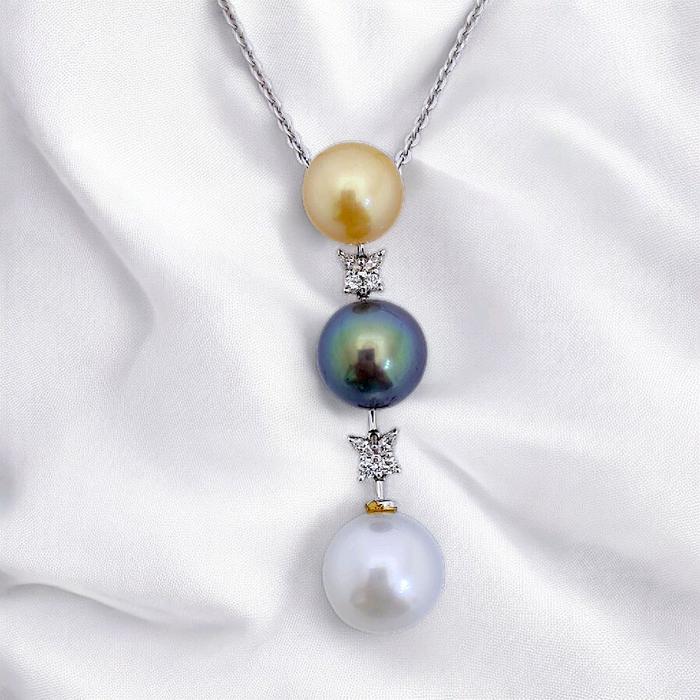 Liontin Tri Color Pearl Diamond 18K / Diamond Jewelry 11LMGT2409WP-HT