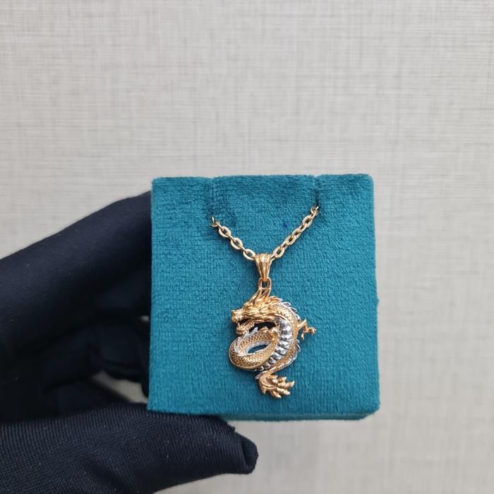 Liontin Mas Naga 2 Warna-Diamond Jewelry