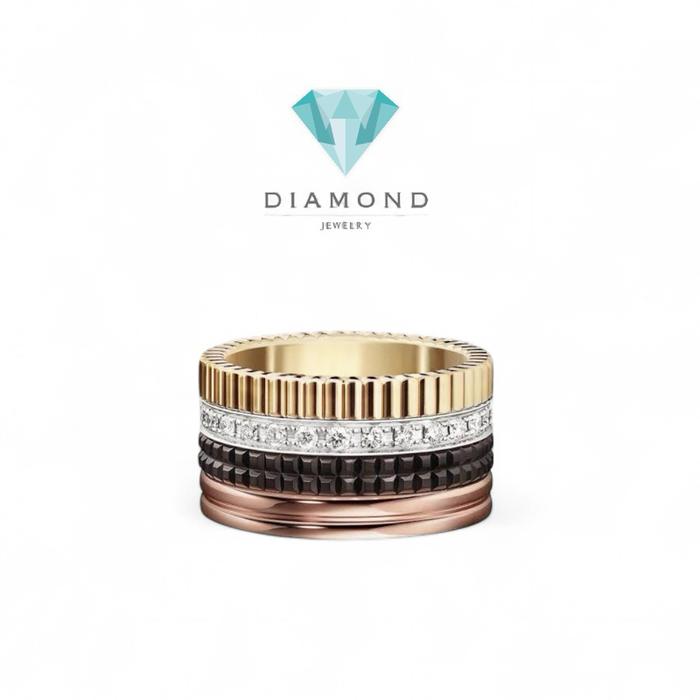 Quatro Diamond Ring 18K Quadran bouch ceramic white gold diamond ring Diamond Jewelry