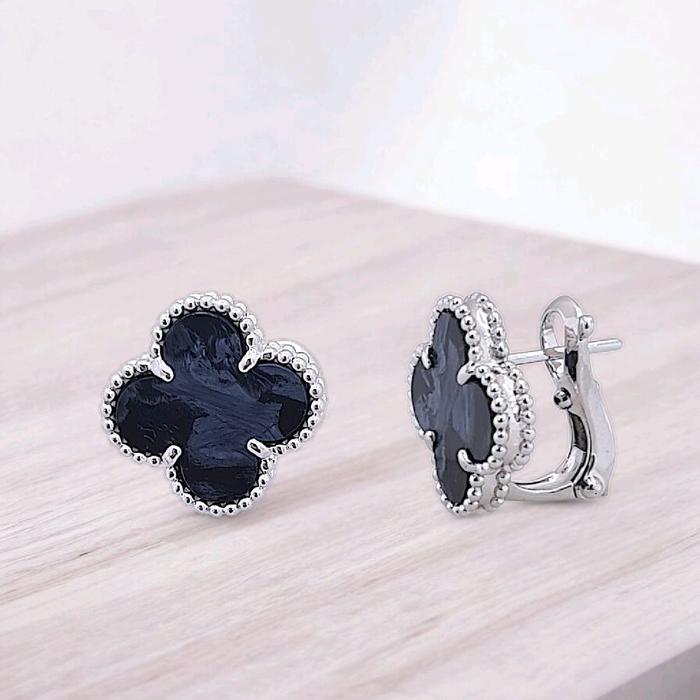Clover Pietersite vintage Earring 18K / Diamond Jewelry