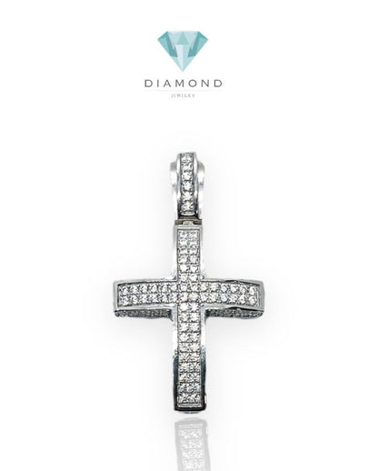 Cross swarozki pendant 18 k white gold-Diamond Jewelry