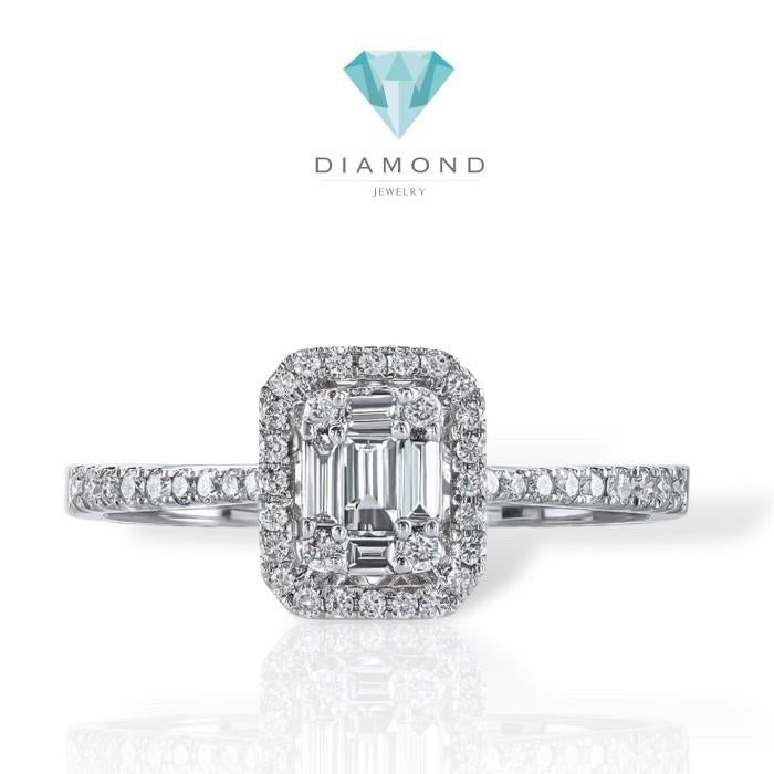 Baguette Lucy diamond ring cincin berlian 18k gold Diamond Jewelry