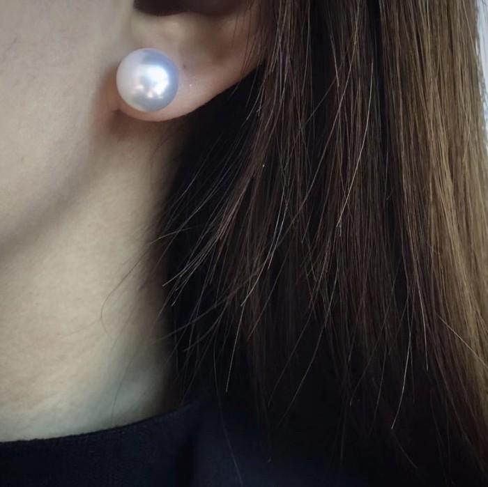 south sea pearl earring /Anting 13-15 mm 18 k gold Diamond Jewelry