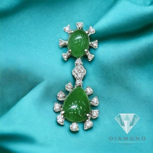 Double jade diamond pendant 18k-Diamond Jewelry