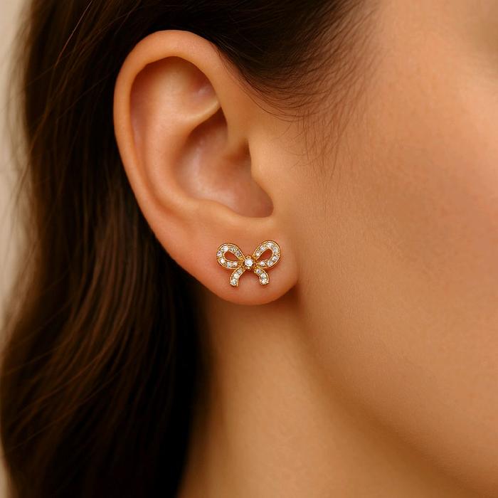 Ribbon Gold Earring 700K / Anting Emas Pita 700K / Diamond Jewelry 420AMS125LS-HT