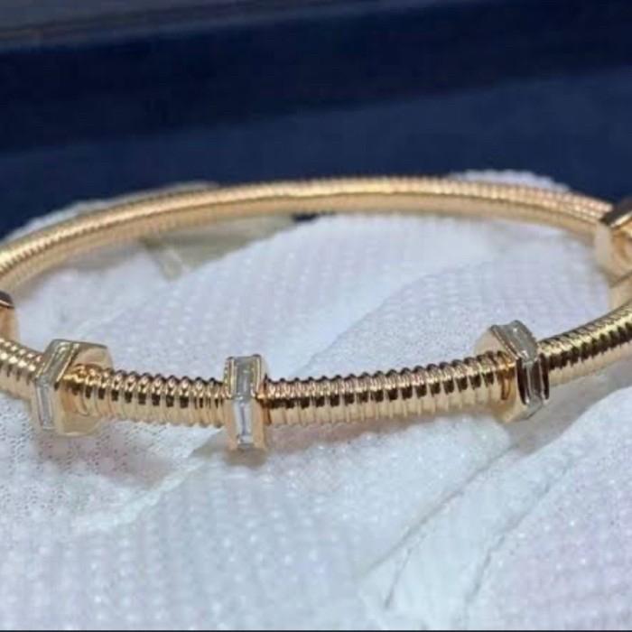Screw Diamond Bangle Bracelet 18K Rose Gold Ecreu-Diamond Jewelry-192GBSM38000RY-HT