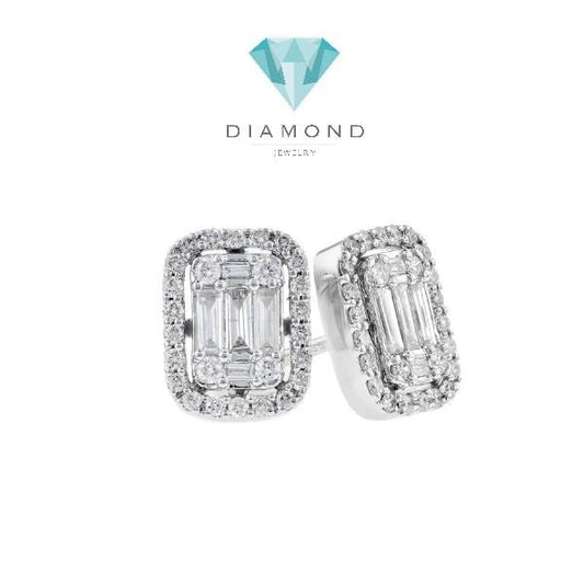 Baguette diamond jacket earring 18k -Diamond Jewelry
