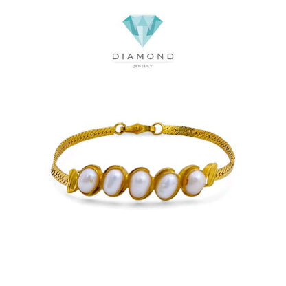 Pearl Gold Bracelet 23K / Gelang Emas Mutiara 23K / Diamond Jewelry 71GMS12WP-HT