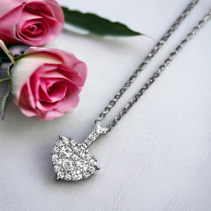 Diamond pave heart pendant 18K white gold-Diamond Jewelry