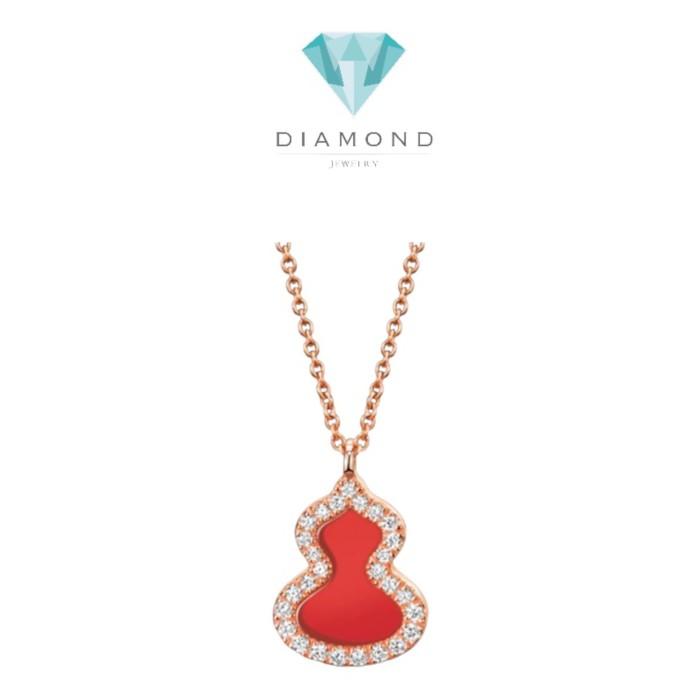 Red charnelian eight wulu pemdant diamond 18k-Diamond Jewelry MAG