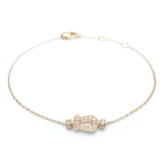 Horseshoe rose gold bracelet 18k pave diamond-Diamond Jewelry