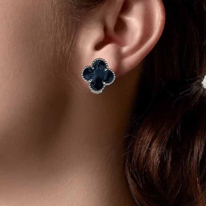 Pietersite earring 18k white gold-Diamond Jewelry