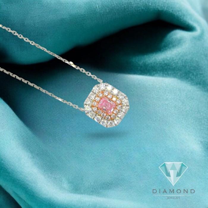 Kalung Pink Diamond cushion 18K/ kalung pink diamond necklace -Diamond Jewelry