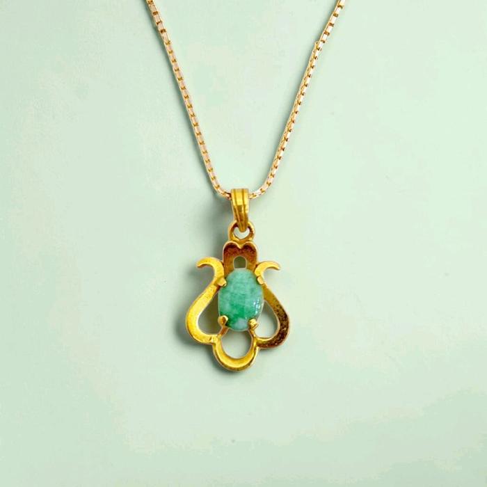 Jade Gold Pendants 23K / Liontin emas giok 23K / Diamond Jewelry / 188LMSSWP3
