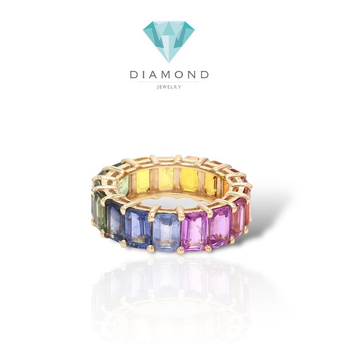 Rainbow sapphire ring 18k gold-Diamond Jewelry
