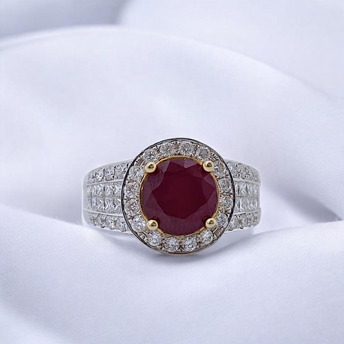 Ruby Diamond Ring 18K / Diamond Jewelry