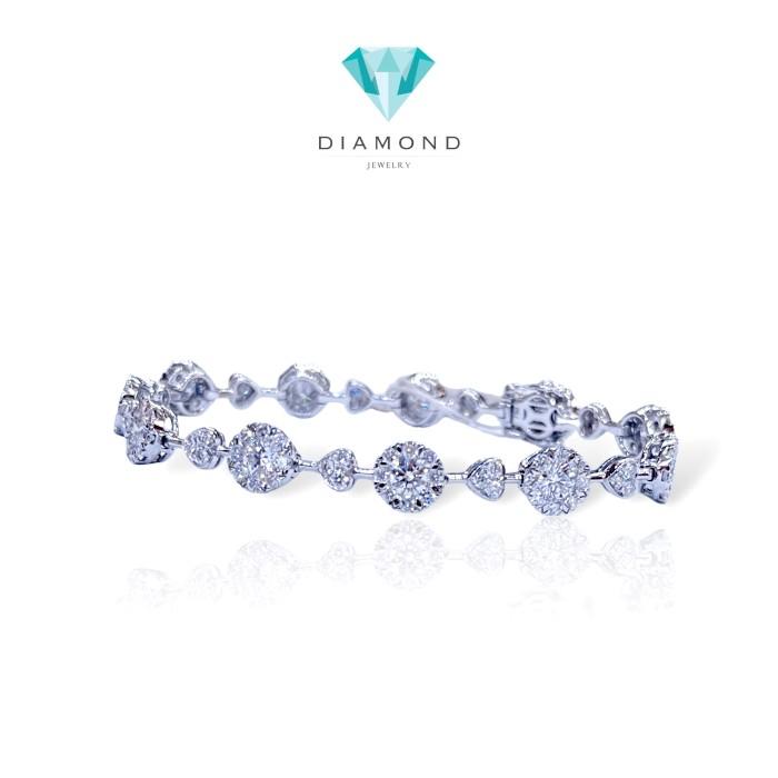 Tennis Round Heart Bracelet 18k white gold-Diamond Jewelry