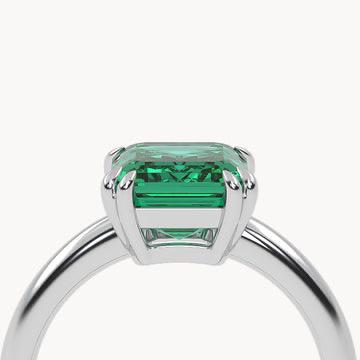 Emerald Baguette solitaire ring 18 K Gold Diamond Jewelry