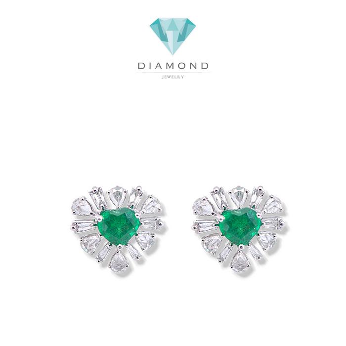 Love Hati Emerald Rose Cut Diamond Earrings / Anting Love Emerald / Diamond Jewelry-23BA6355SD-HT
