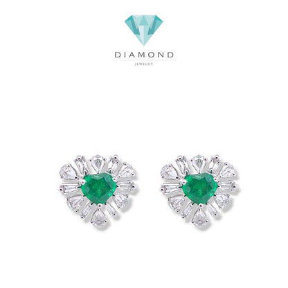Love Hati Emerald Rose Cut Diamond Earrings / Anting Love Emerald / Diamond Jewelry-23BA6355SD-HT