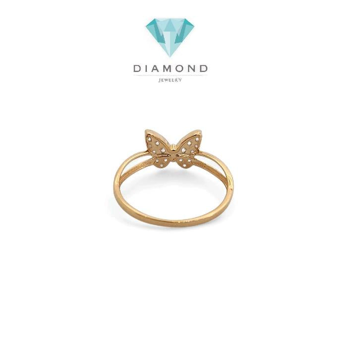 Cincin Emas Model Kupu-Kupu 2 Baris 700K-Diamond Jewelry-418CMS107LS-HT