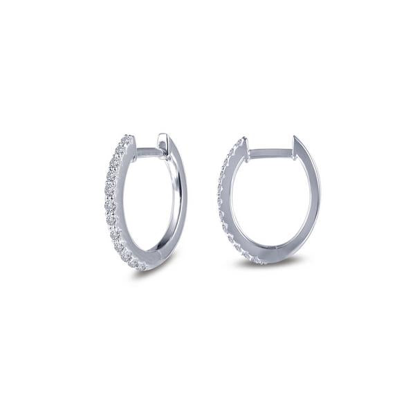 Hoop clip diamond earring 18k White gold-Diamond Jewelry