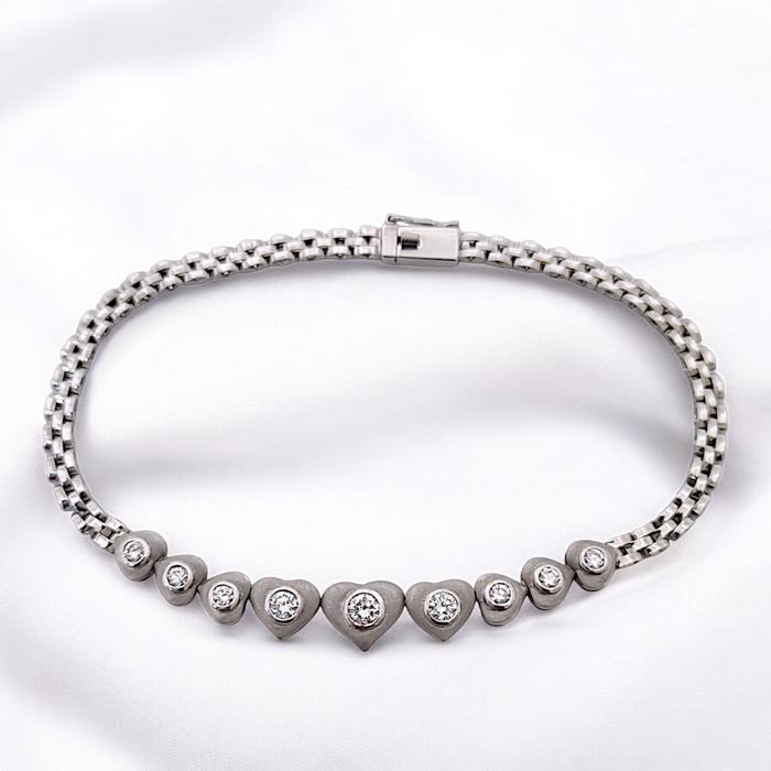 Diamond Hearts bracelet 18k white gold-Diamond Jewelry