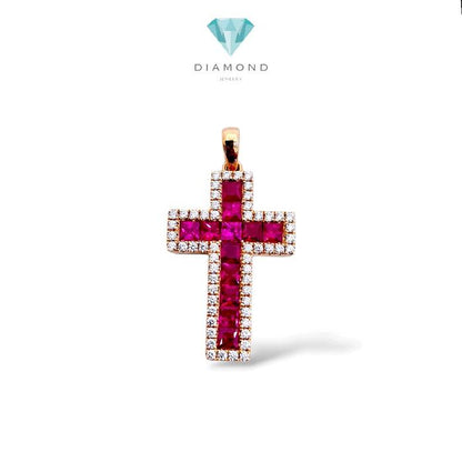Ruby Cross Diamond Pendant 18K / Diamond Jewelry / 3BL97900AB