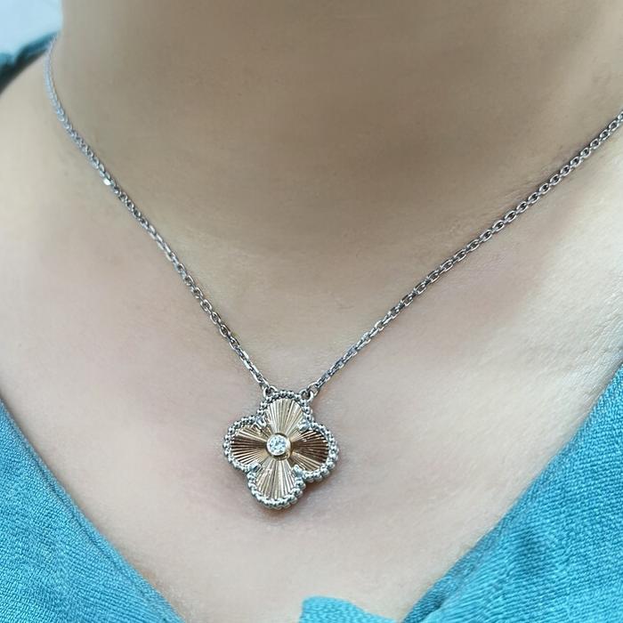 Kalung Vintage Holiday Clover Rose Gold & White Gold 18K-Diamond Jewelry-387KBD8500RY-HT