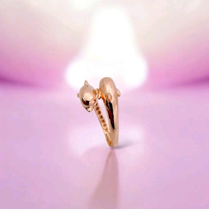 Rose Gold Duo Dolphin Rings 17K / Cincin Rose Gold Duo Lumba-lumba 17K / Diamond Jewelry / 443CMS192LS